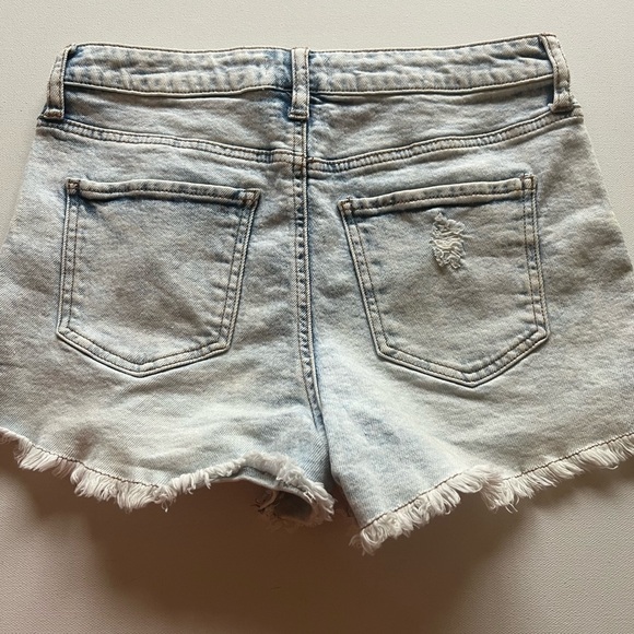 Altar’d State Green Button Fly Raw Hem Cotton Blend Shorts Size 28/7 (E5) - Picture 4 of 4